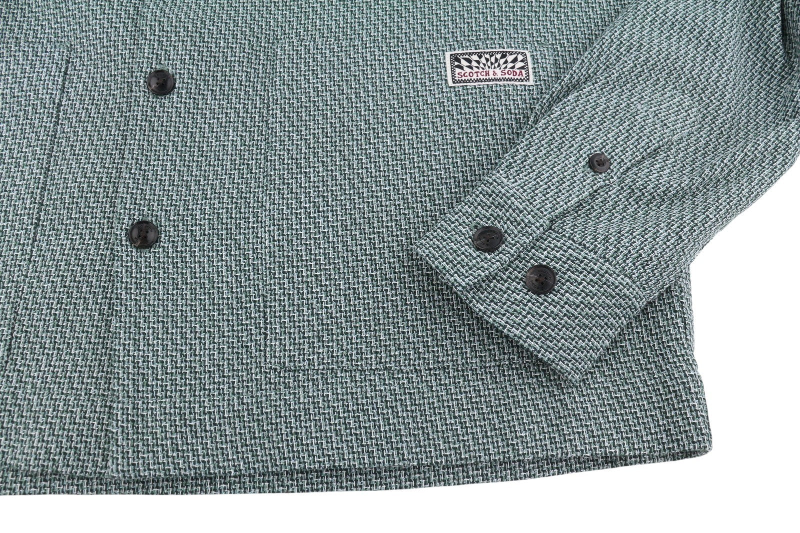 SCOTCH & SODA Men Jacket L Green Patterned Button-Up Notch Lapel Overshirt