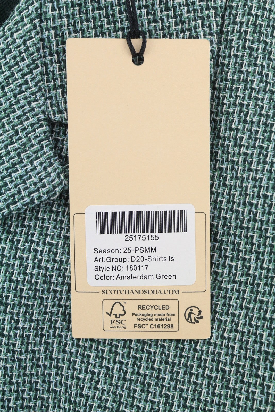 SCOTCH & SODA Men Jacket L Green Patterned Button-Up Notch Lapel Overshirt