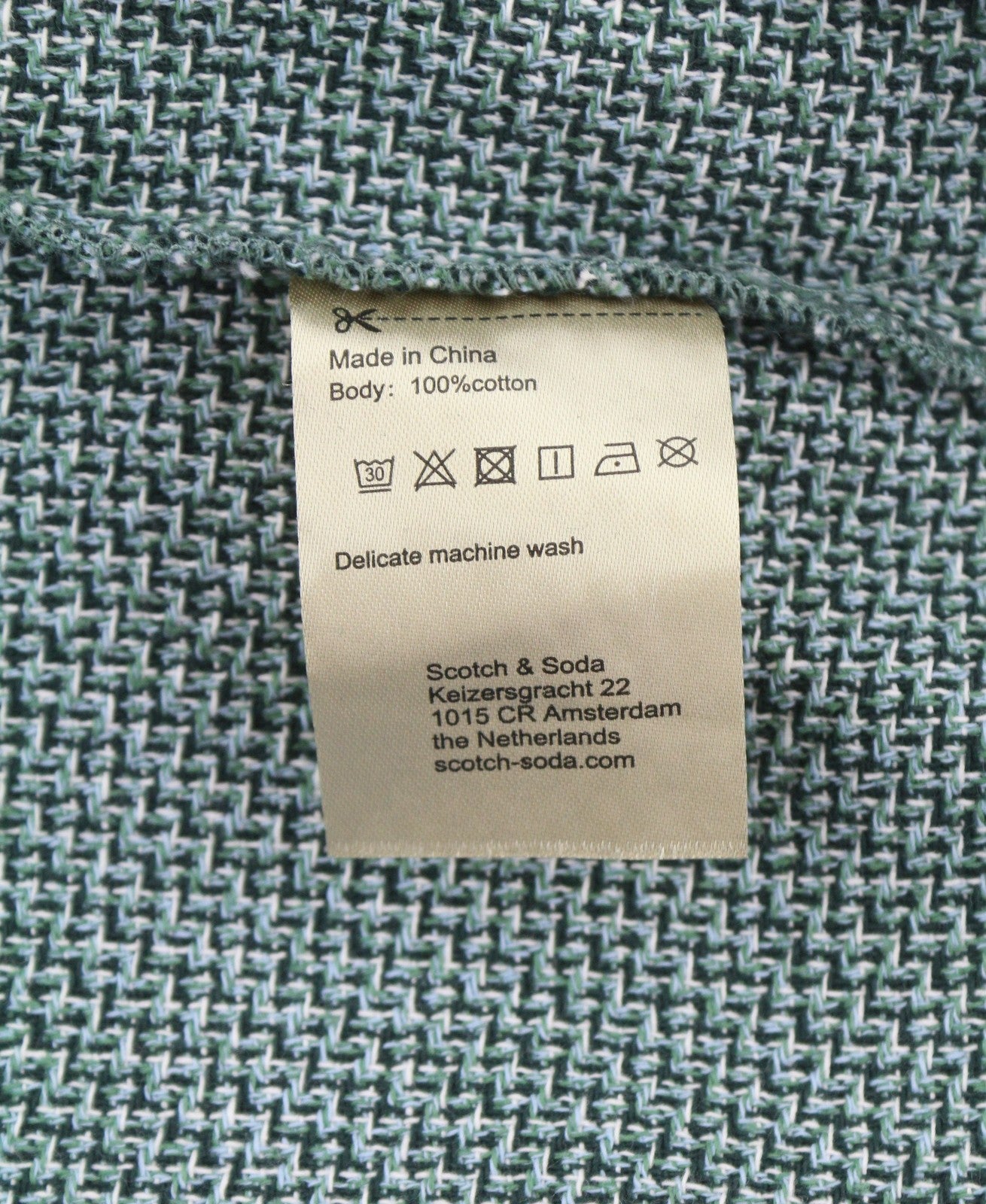 SCOTCH & SODA Men Jacket L Green Patterned Button-Up Notch Lapel Overshirt