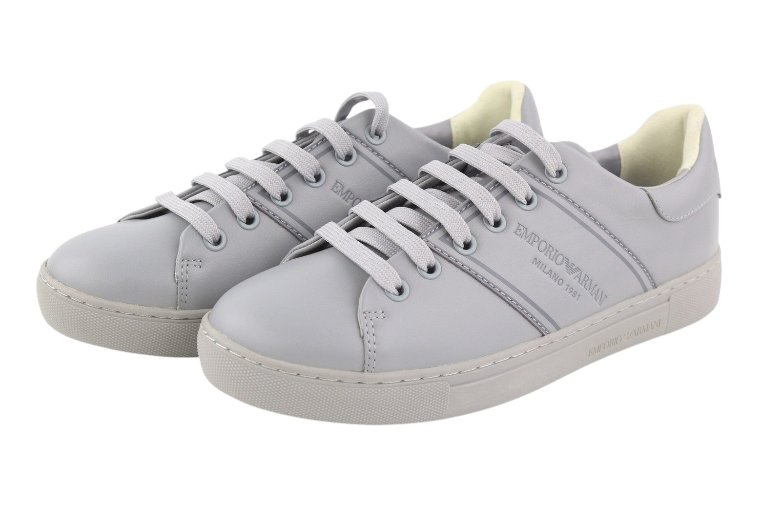 EMPORIO ARMANI X3X096 Women Sneakers EU37 Grey Leather Low Top RRP169