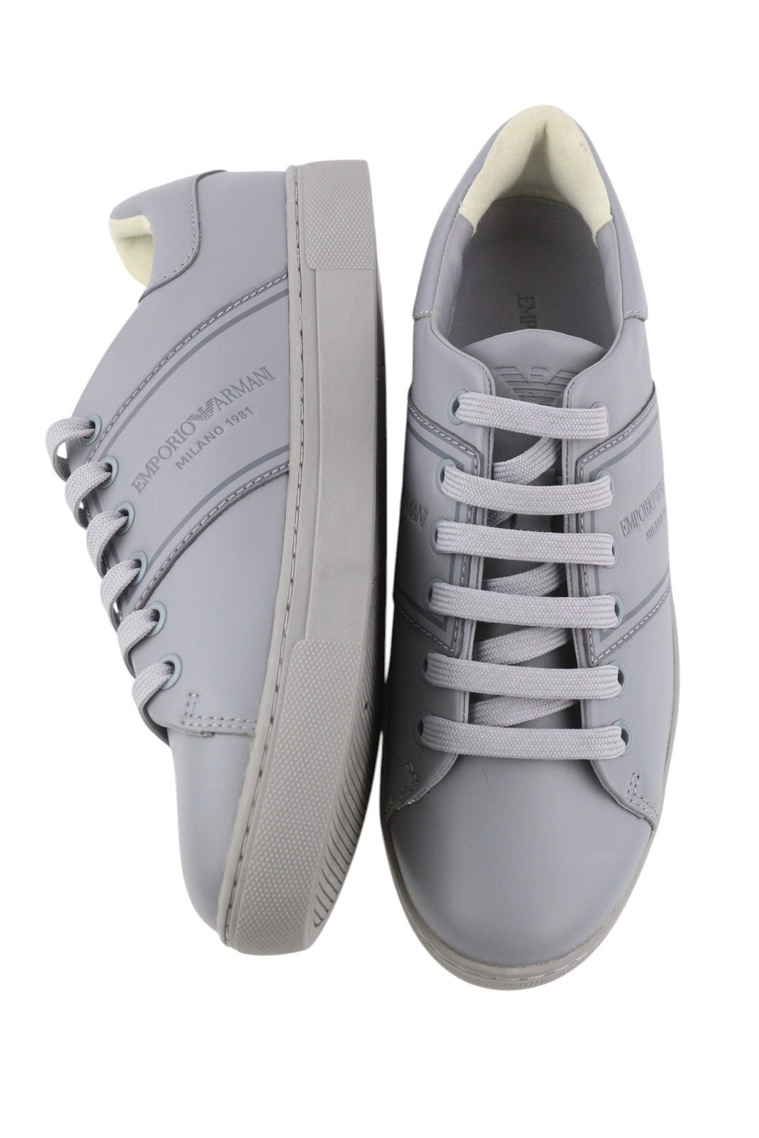 EMPORIO ARMANI X3X096 Women Sneakers EU37 Grey Leather Low Top RRP169