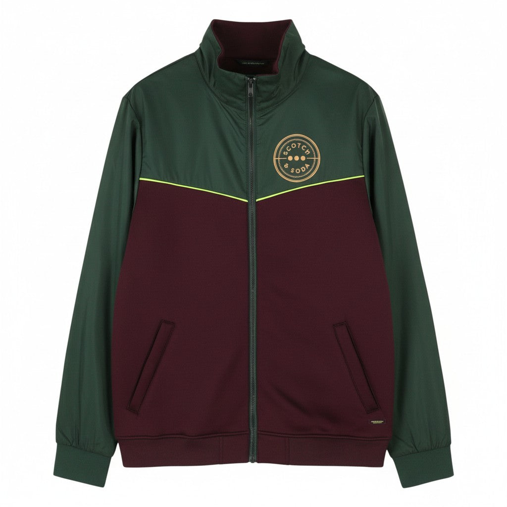 SCOTCH & SODA Men Jacket L Burgundy High Neck Unlined Full Zip Lightweight