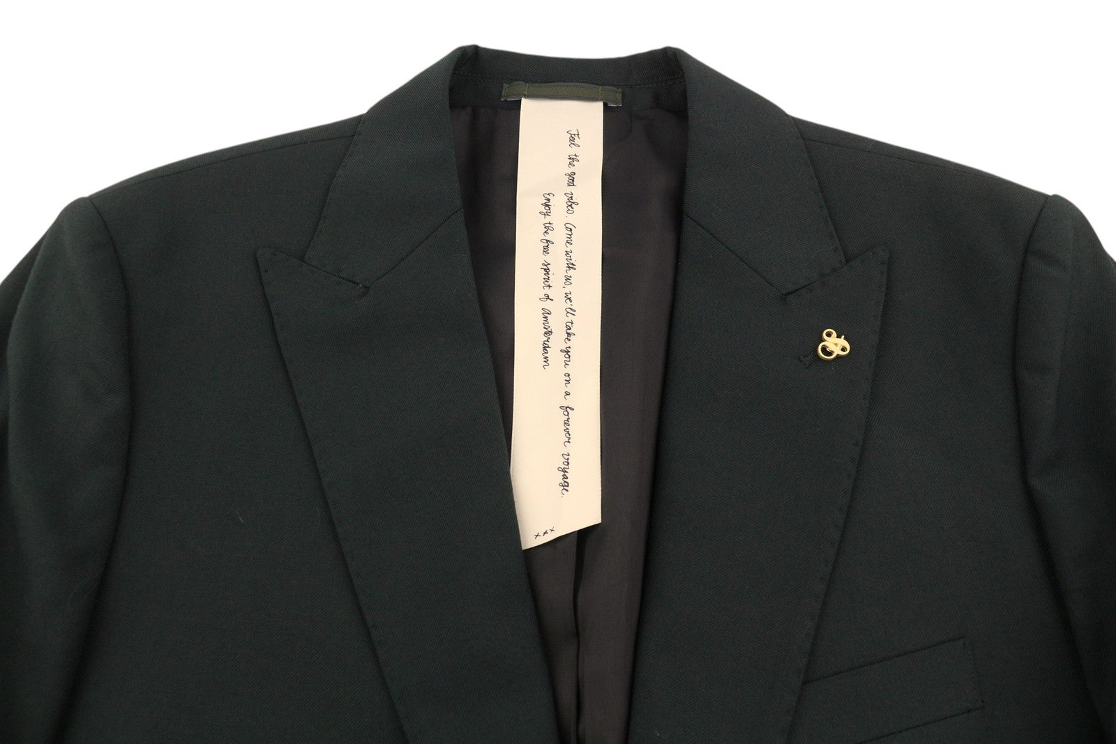 SCOTCH & SODA Men Blazer M Grachten Green Wool Blend Peak Lapel Single-Breasted