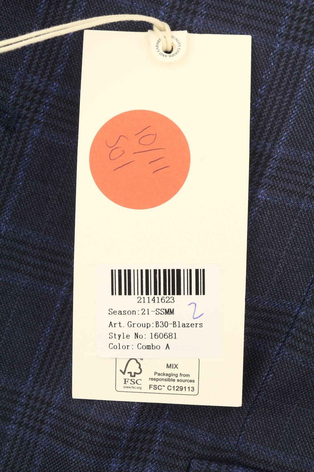 SCOTCH & SODA Men Blazer M Navy Blue Check Wool Blend Peak Lapel Single-Breasted