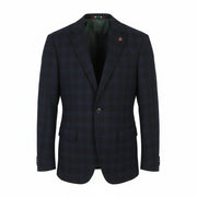 SCOTCH & SODA Men Blazer M Navy Check Notch Lapel Lined Single-Breasted