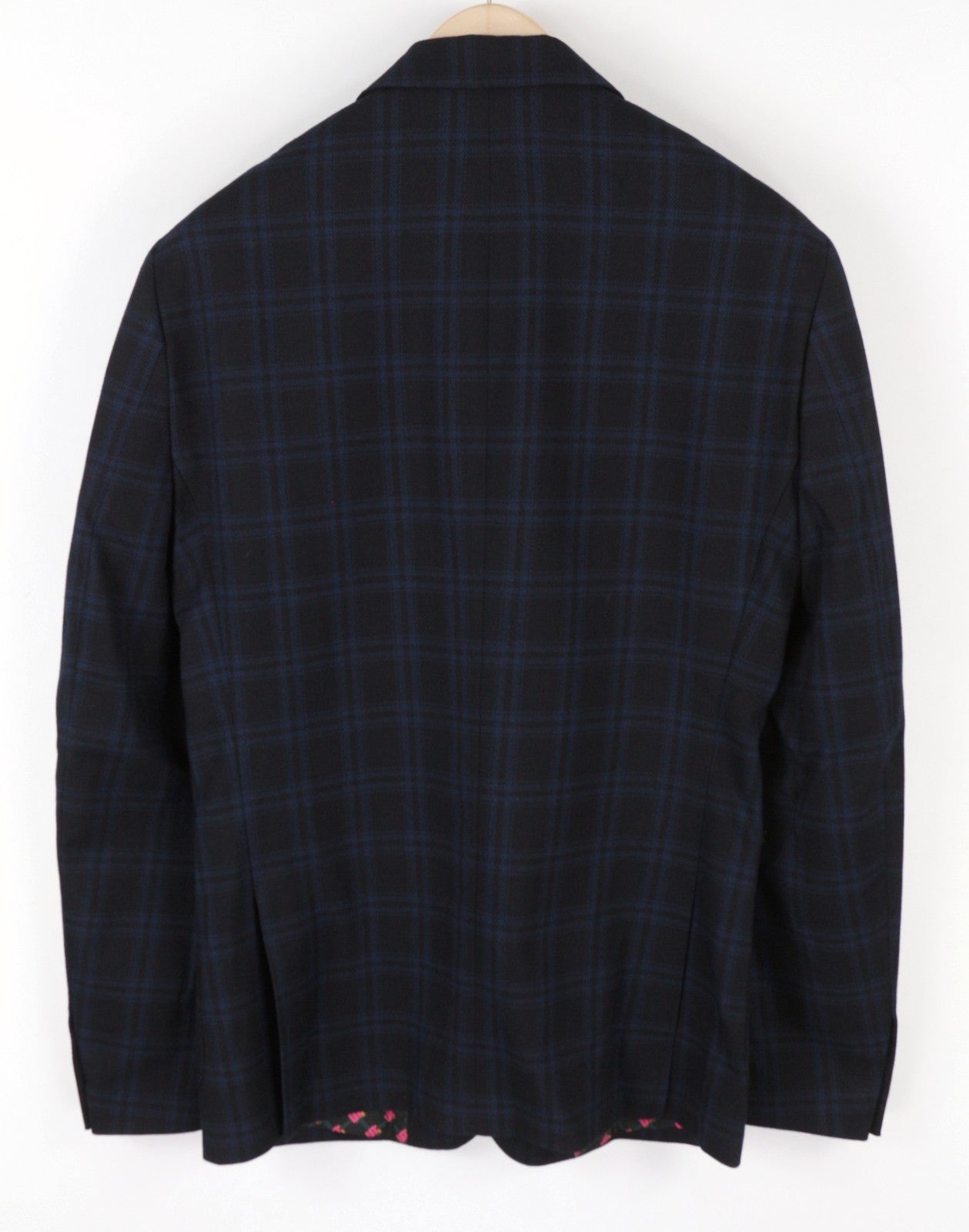 SCOTCH & SODA Men Blazer M Navy Check Notch Lapel Lined Single-Breasted