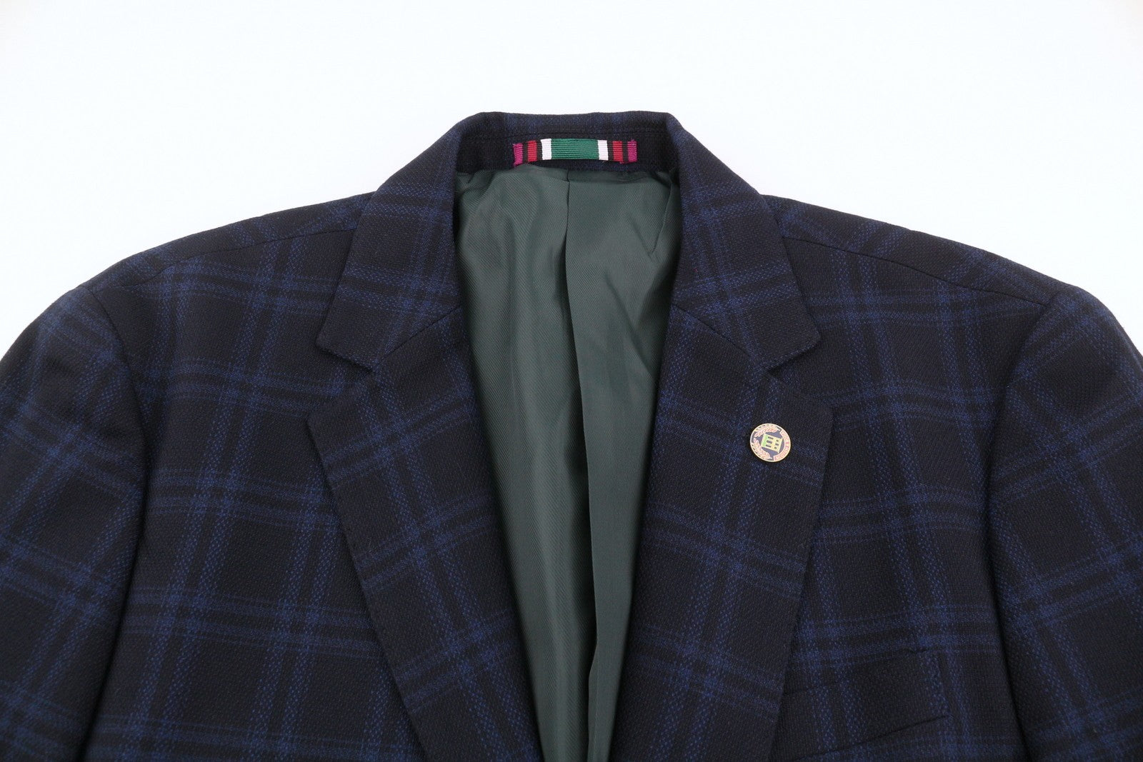 SCOTCH & SODA Men Blazer M Navy Check Notch Lapel Lined Single-Breasted