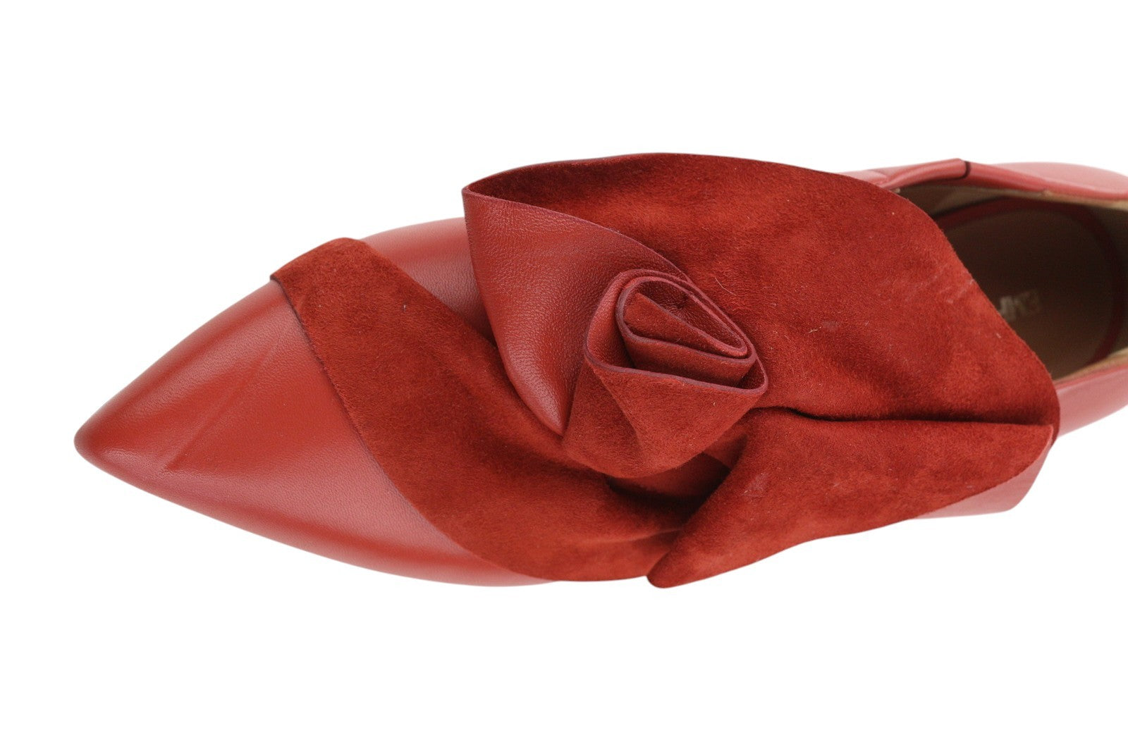 EMPORIO ARMANI X3D223 Women Flats EU37 Red Leather Pointed Slip Casual