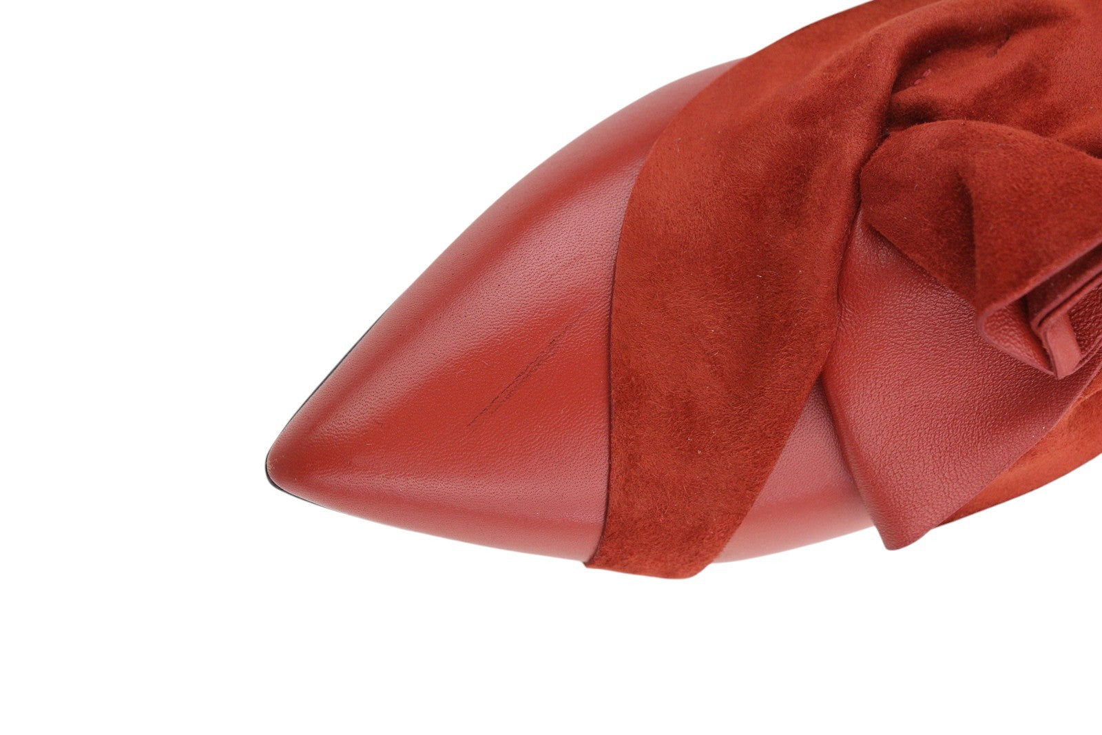 EMPORIO ARMANI X3D223 Women Flats EU37 Red Leather Pointed Slip Casual