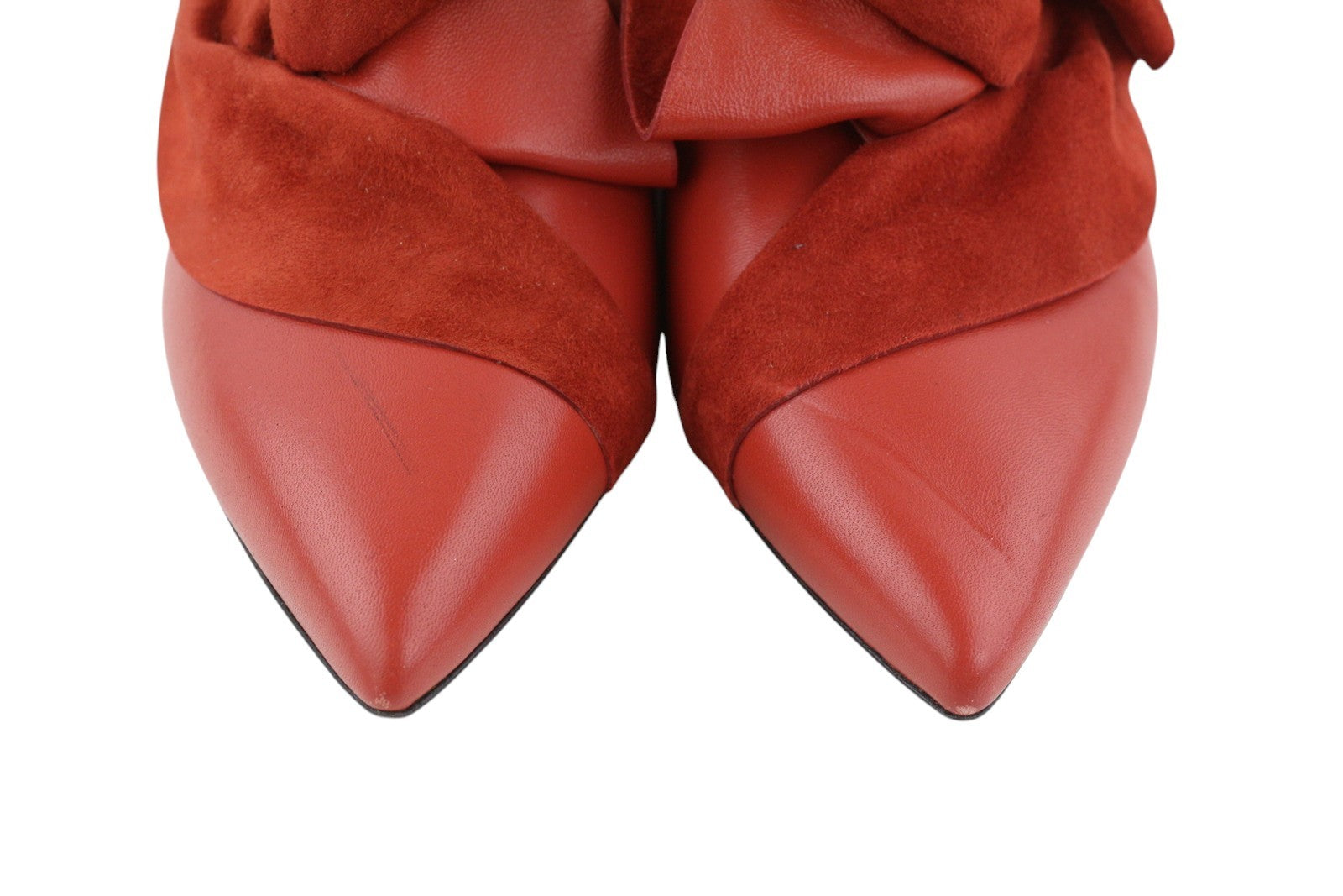 EMPORIO ARMANI X3D223 Women Flats EU37 Red Leather Pointed Slip Casual