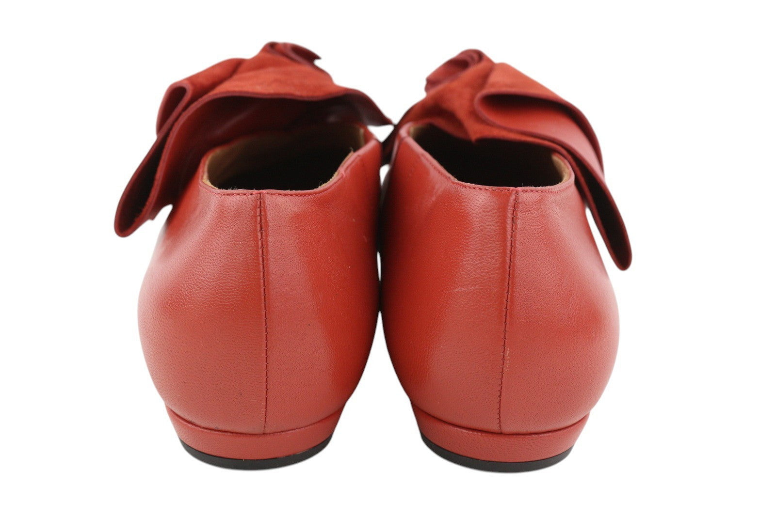 EMPORIO ARMANI X3D223 Women Flats EU37 Red Leather Pointed Slip Casual