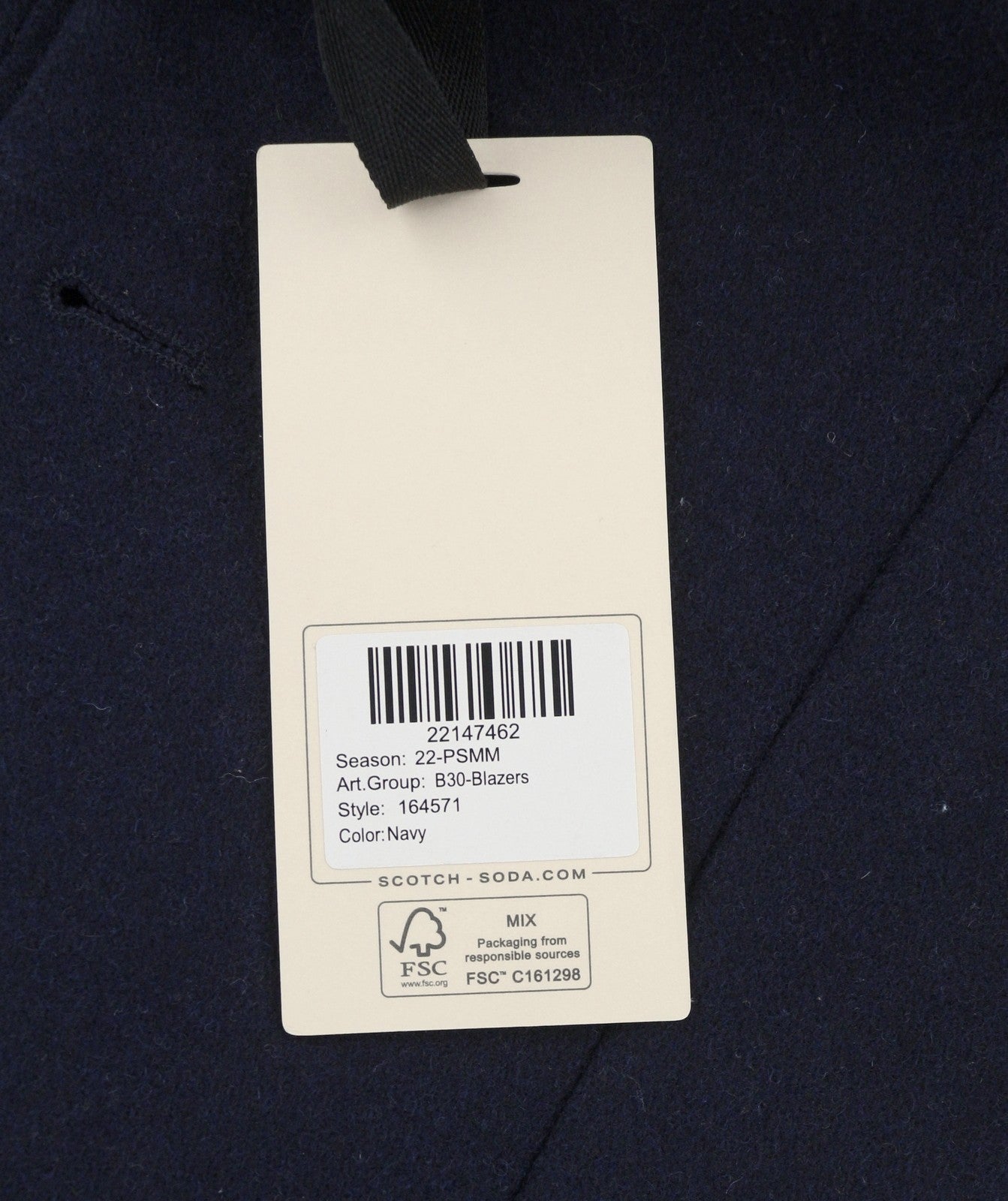 SCOTCH & SODA Men Blazer S Navy Blue Notch Half Lined 3 Buttons Single-Breasted