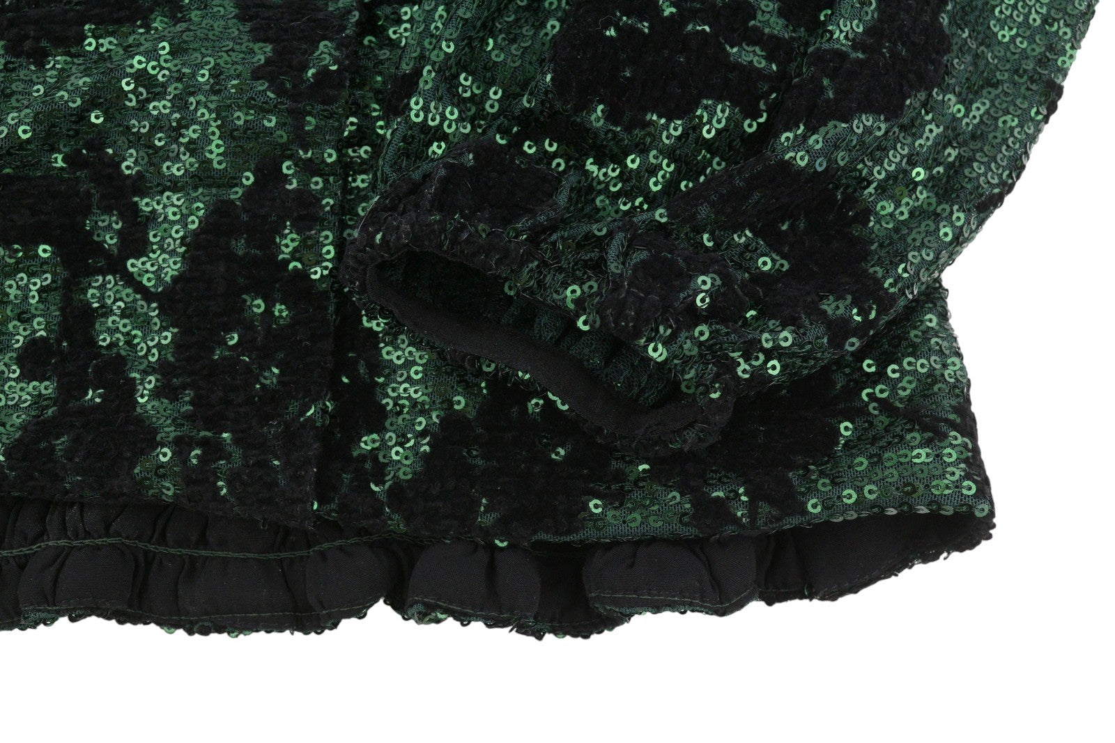 MAJE Liletie Women Blouse 1 S Green Fitted Shiny Sequined Balloon Sleeves RRP189