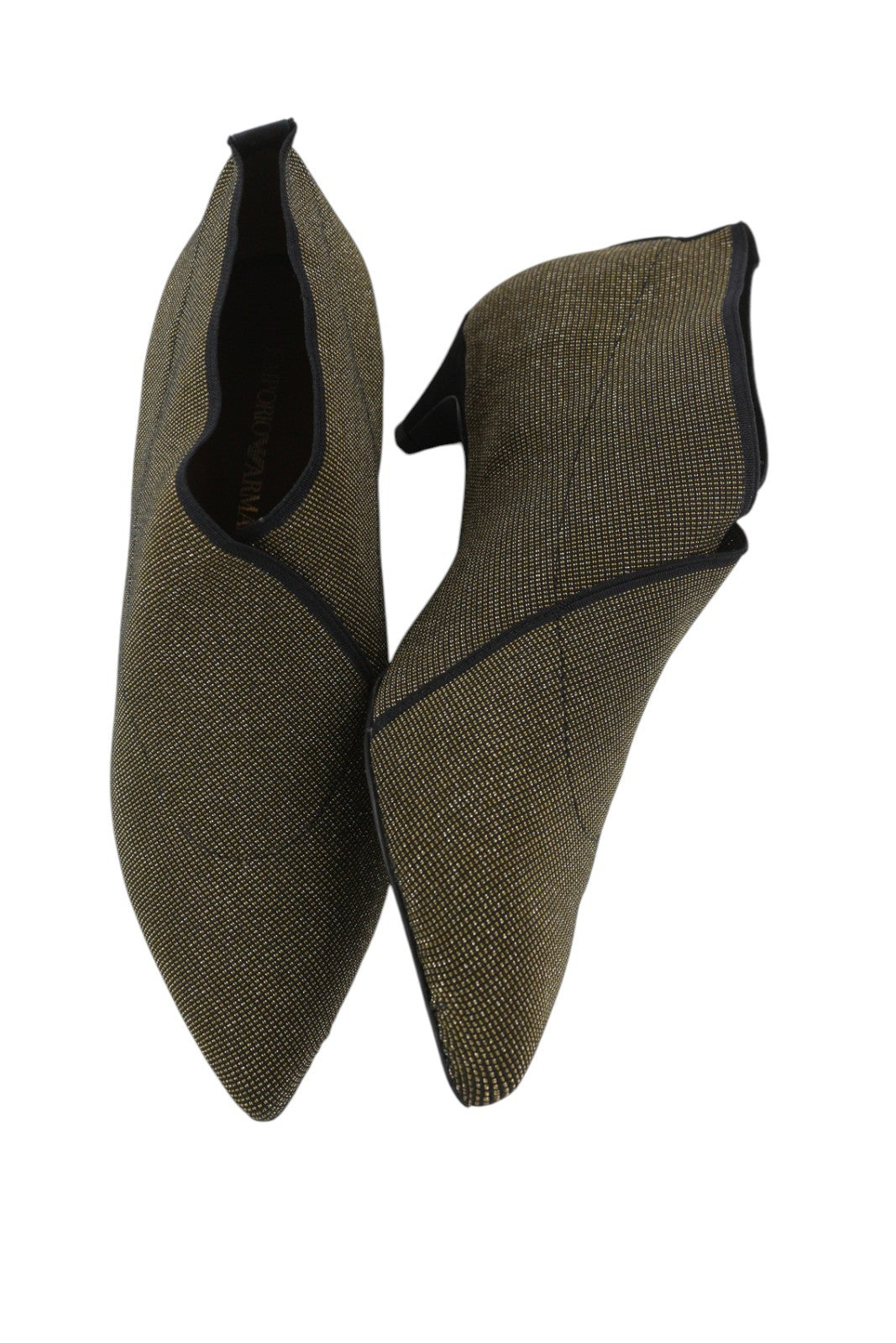 EMPORIO ARMANI X3M257 Women Heels EU37 Brown Glitter Pointed Ankle