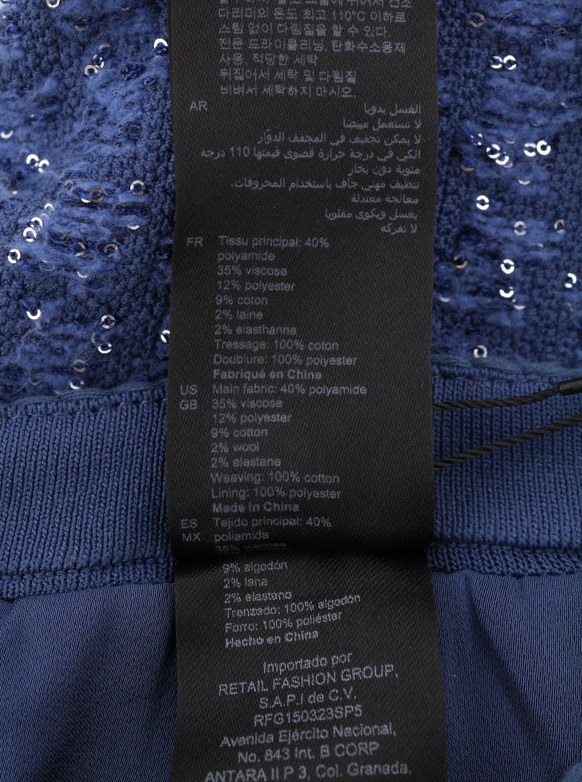 SANDRO Palmira Women Trousers 36 S Blue Tweed Metallic Shiny Straight Fit RRP225