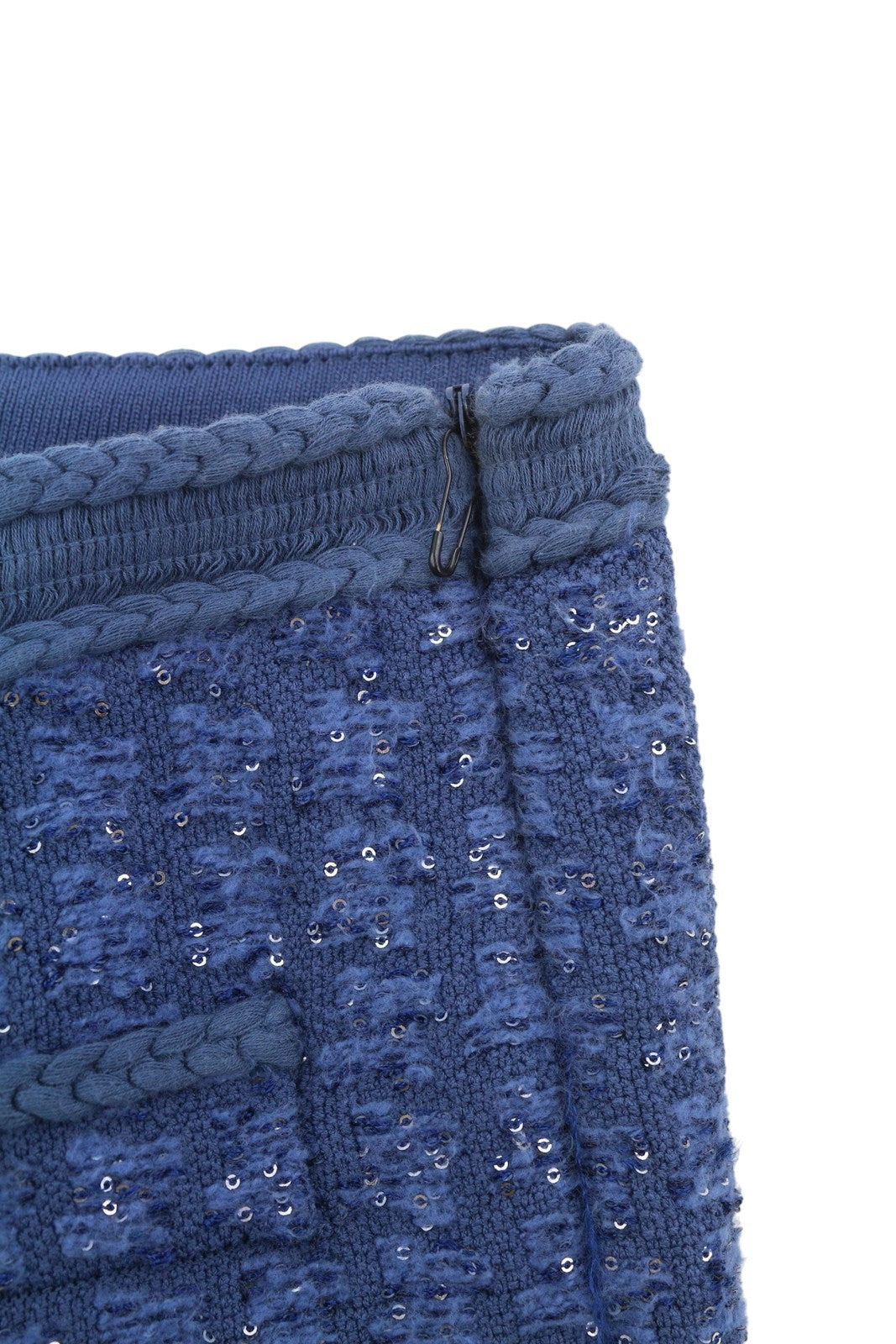 SANDRO Palmira Women Trousers 36 S Blue Tweed Metallic Shiny Straight Fit RRP225