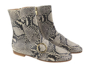 EMPORIO ARMANI Women Boots EU37 Leather Snake Print Ankle Almond Toe