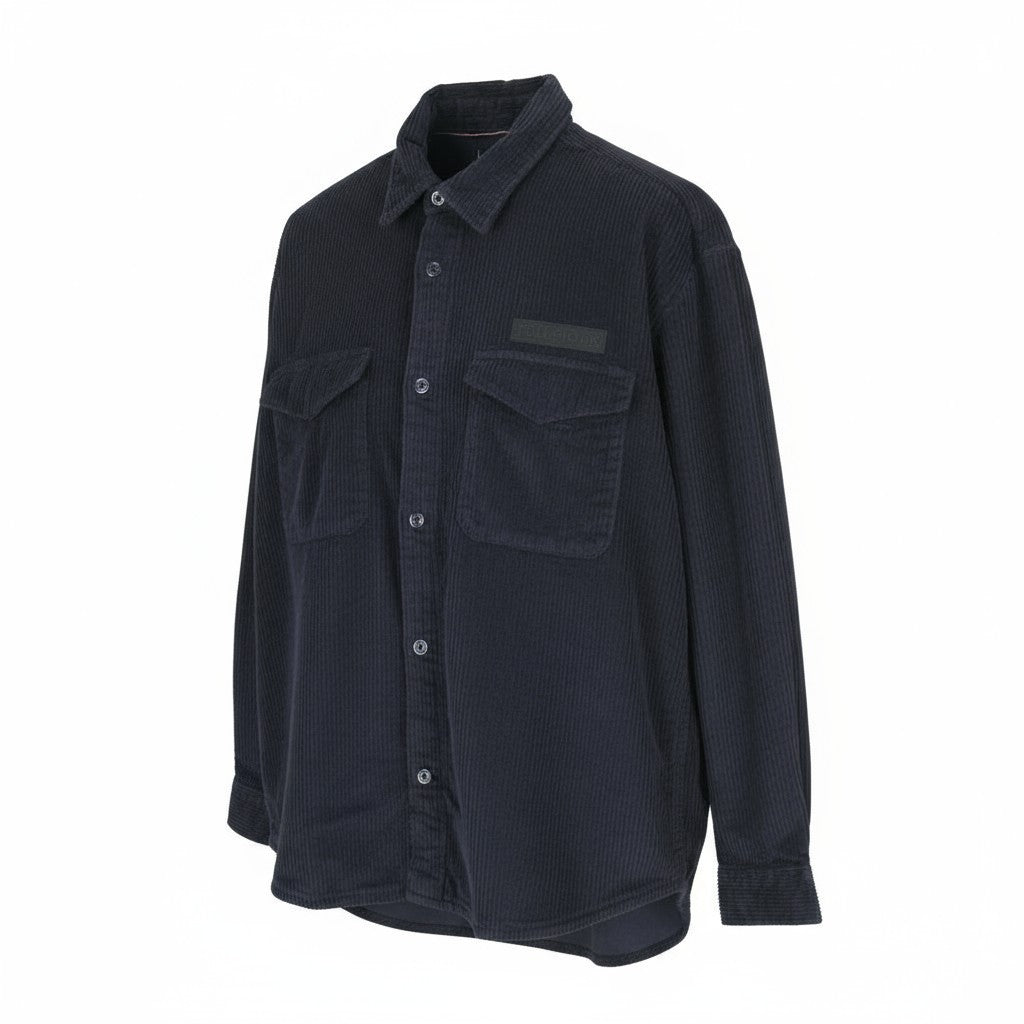 TOMMY HILFIGER Corduroy Solid Overshirt Men Jacket XL Blue Button Front RRP158