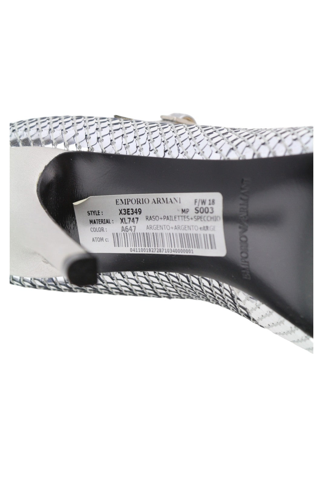 EMPORIO ARMANI X3E349 Women Heels EU37 Silver Sequin Round Pumps