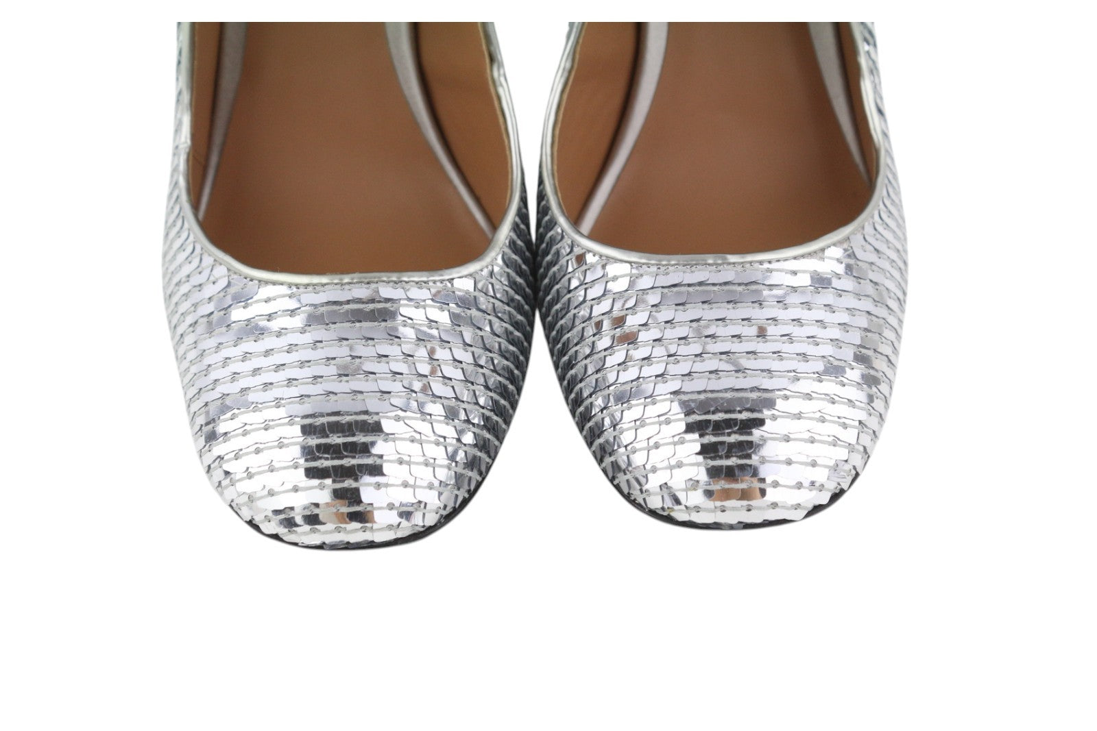 EMPORIO ARMANI X3E349 Women Heels EU37 Silver Sequin Round Pumps
