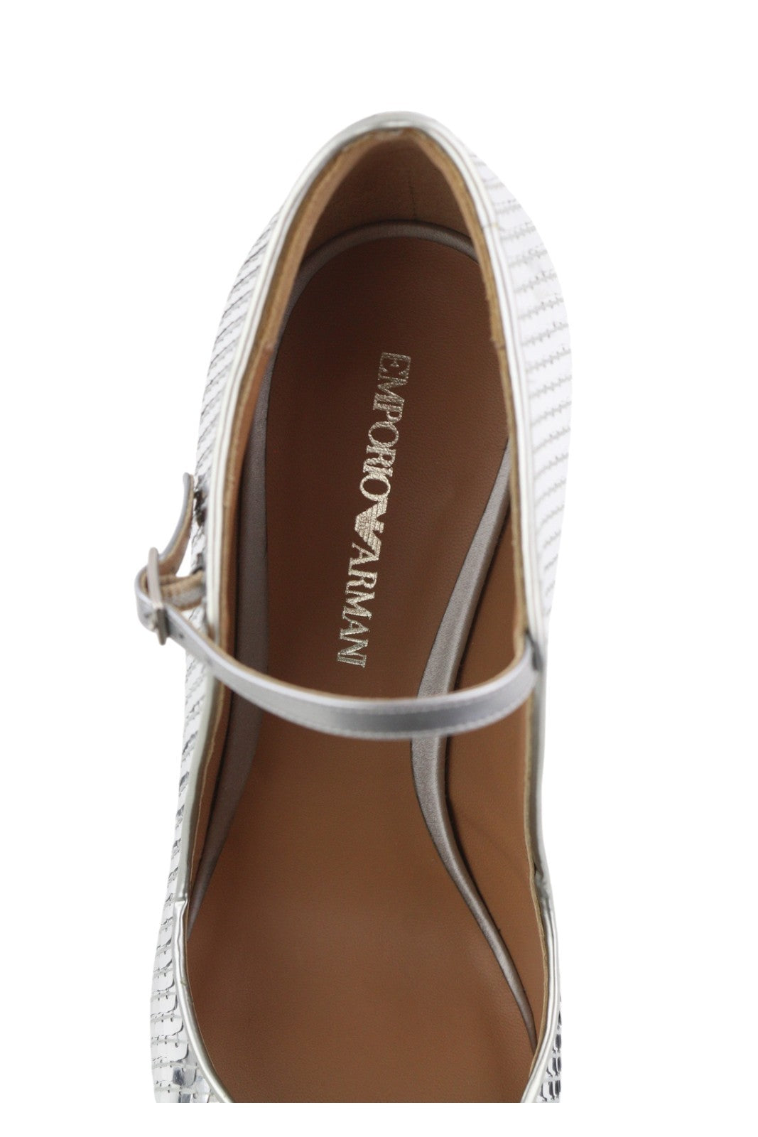 EMPORIO ARMANI X3E349 Women Heels EU37 Silver Sequin Round Pumps