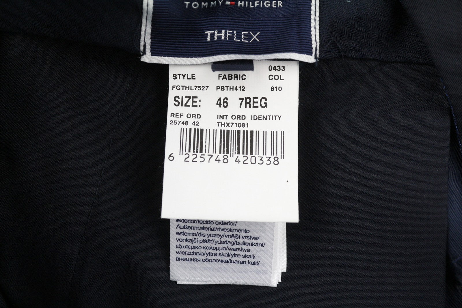TOMMY HILFIGER Micro Structure Men Trousers W31 Blue Wool Blend THFlex Slim