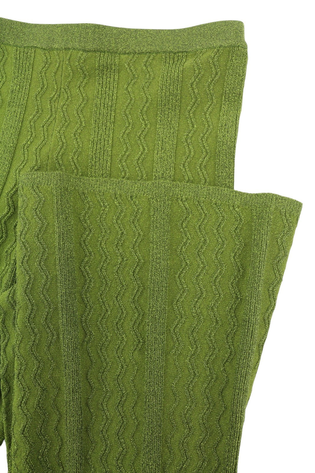 SANDRO Chalamet Women Trousers 36 S Green Shiny Flared Cable Knit RRP295