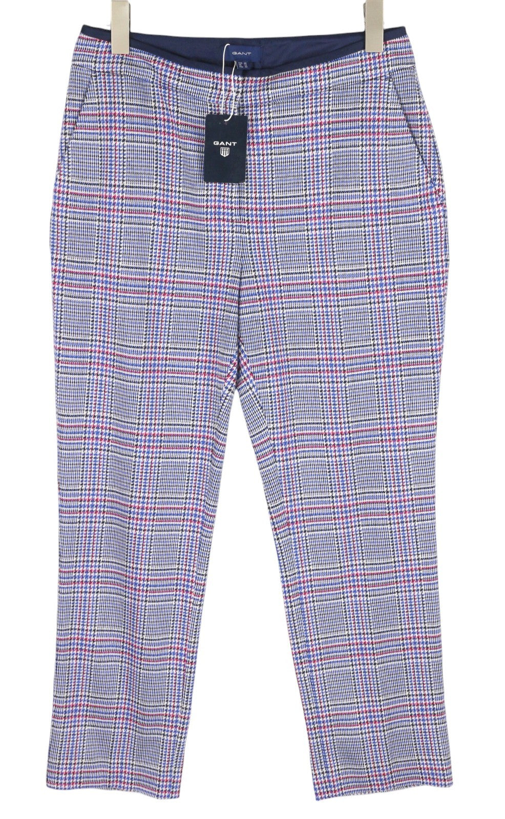 GANT Check Jersey Cigarette Women Trousers EU40 Slim Cropped Ankle