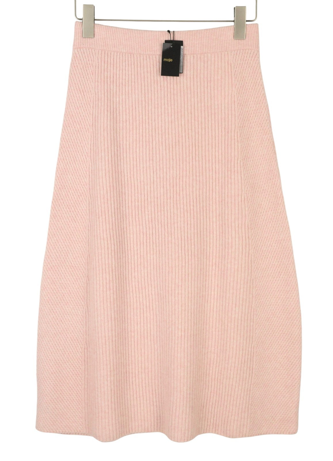 MAJE Jandana Women Skirt 40 L Pink Wool Alpaca Blend Stretch Knit Midi RRP345