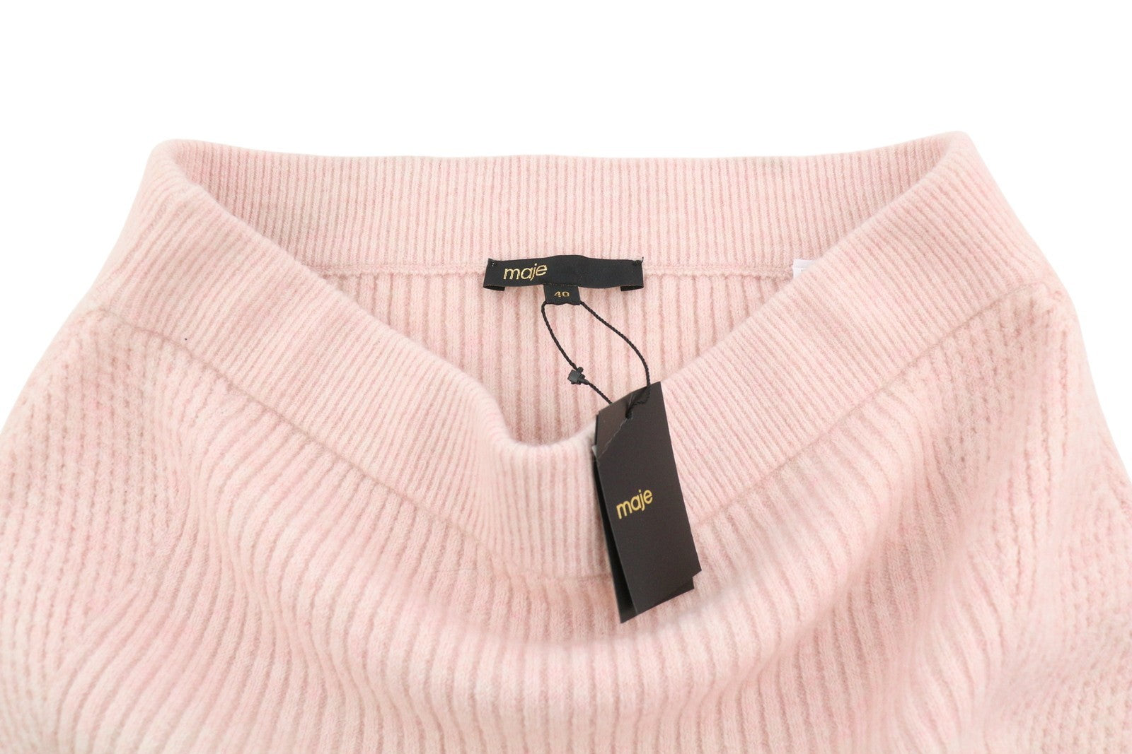 MAJE Jandana Women Skirt 40 L Pink Wool Alpaca Blend Stretch Knit Midi RRP345