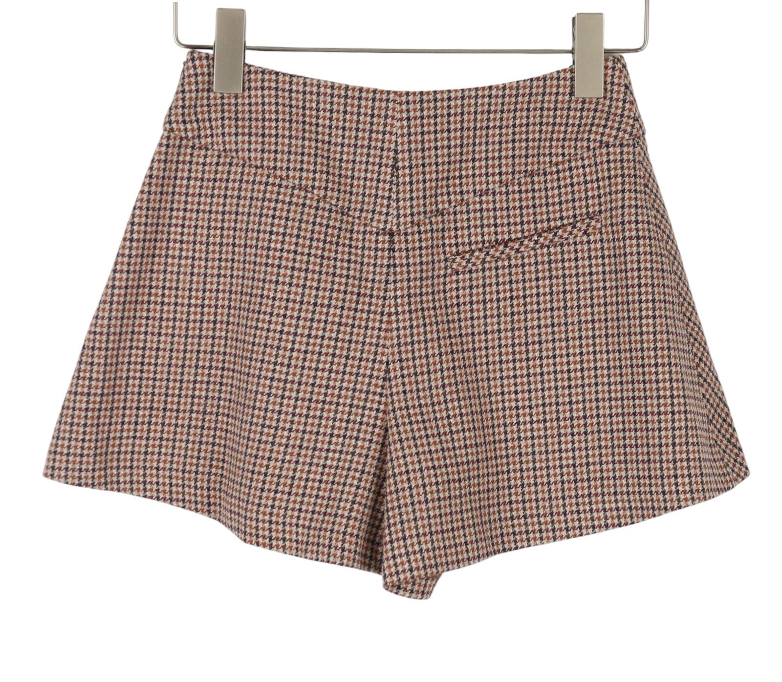 MAJE Vaisa Women Shorts 36 S Wool Blend Pleated Flared Houndstooth Skort RRP325