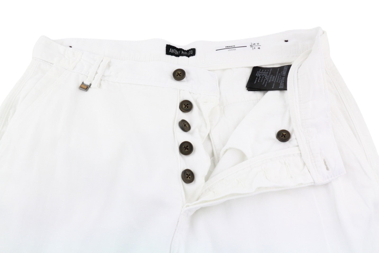 ANTONY MORATO Prince Men Trousers W32 White Linen Loose Button Fly