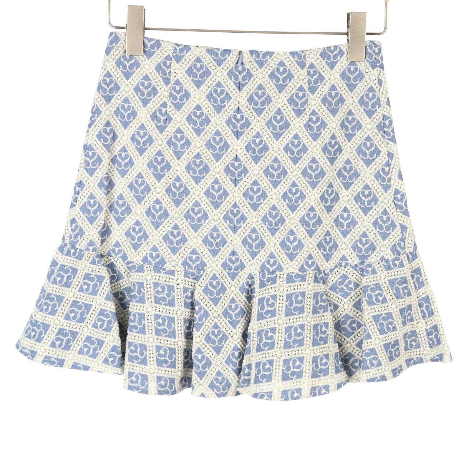 SANDRO Mafalda Women Set 36 S Blue Embroidered Guipure Cropped 2 Piece