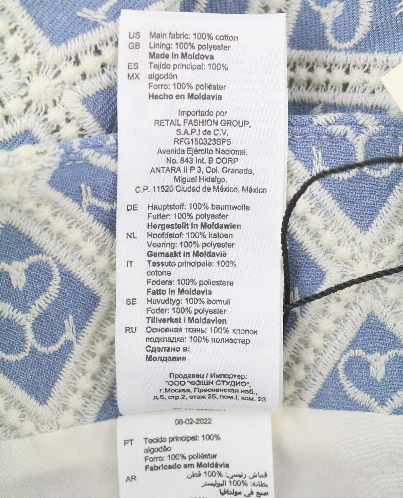 SANDRO Mafalda Women Set 36 S Blue Embroidered Guipure Cropped 2 Piece