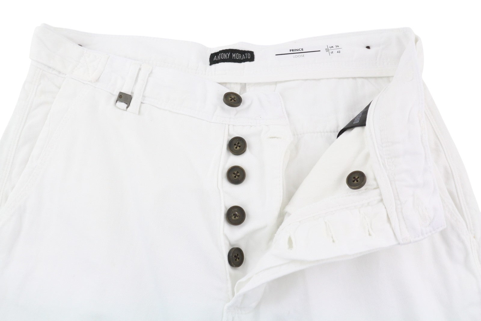 ANTONY MORATO Prince Men Trousers W26 White Linen Loose Button Fly