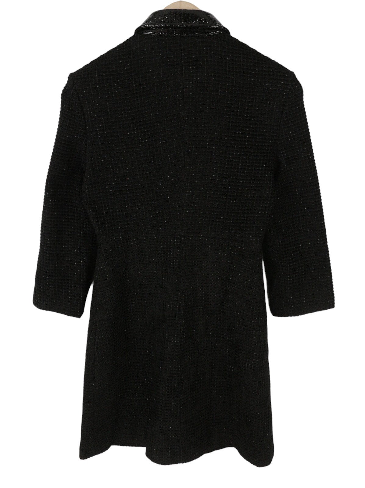 MAJE Rinili Women Dress 34 XS Black Contrast Trim Shiny 3/4 Sleeve RRP567