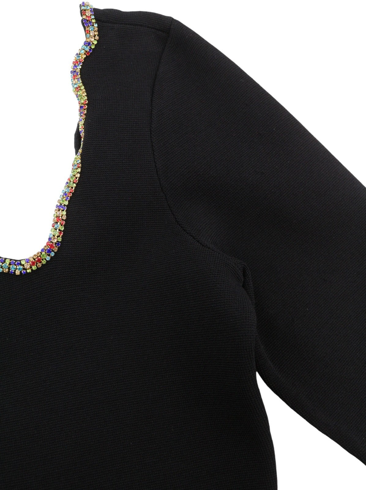 SANDRO Nourit Women Dress 38 M Black Square Neckline Rhinestones Hems RRP325