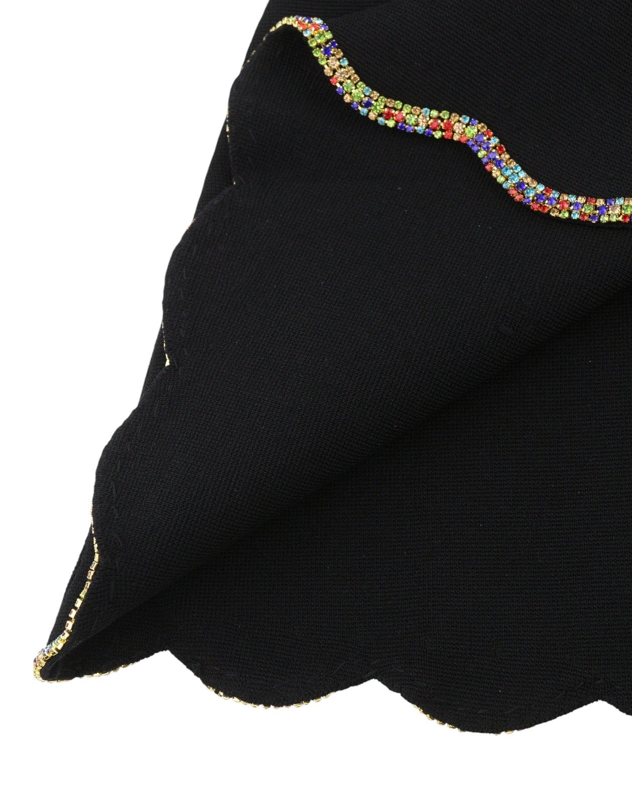 SANDRO Nourit Women Dress 38 M Black Square Neckline Rhinestones Hems RRP325