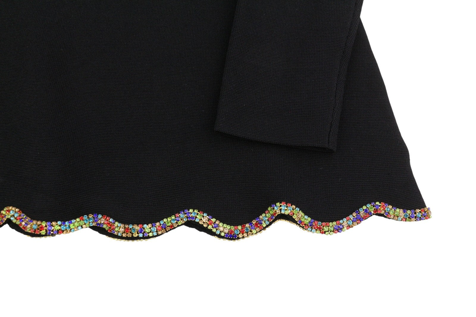 SANDRO Nourit Women Dress 38 M Black Square Neckline Rhinestones Hems RRP325