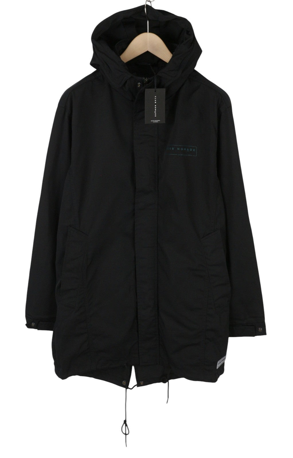 SCOTCH & SODA Men Jacket M Black Double Hood Lightweight Mid-Length Parka