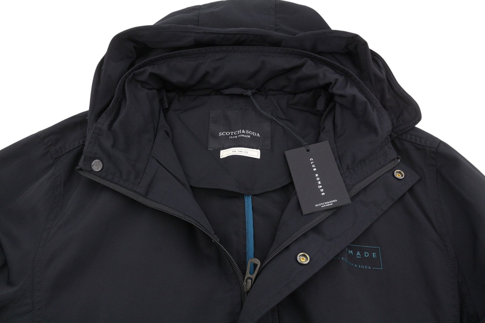 SCOTCH & SODA Men Jacket M Black Double Hood Lightweight Mid-Length Parka