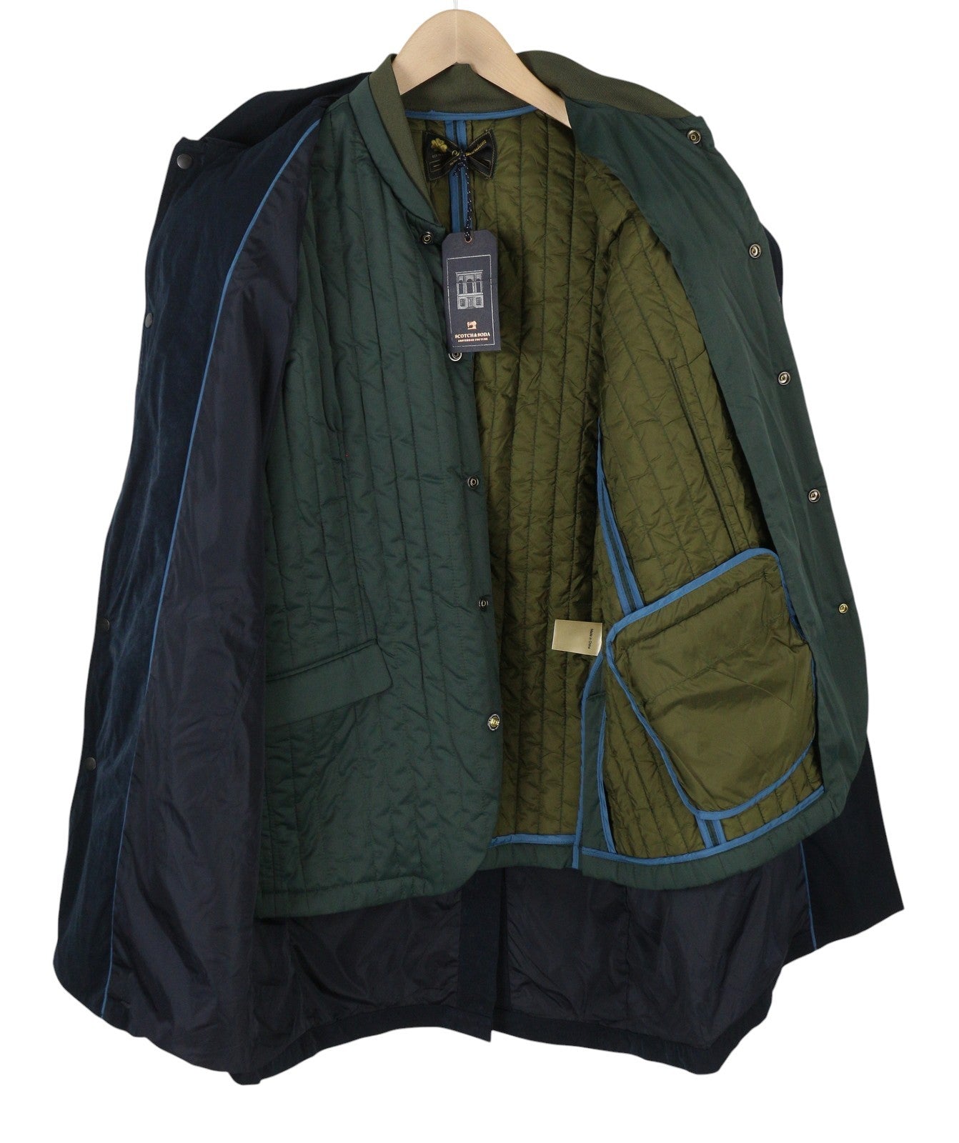 SCOTCH & SODA Men Jacket M Navy Lightweight Mid Length Removable Lining 2in1