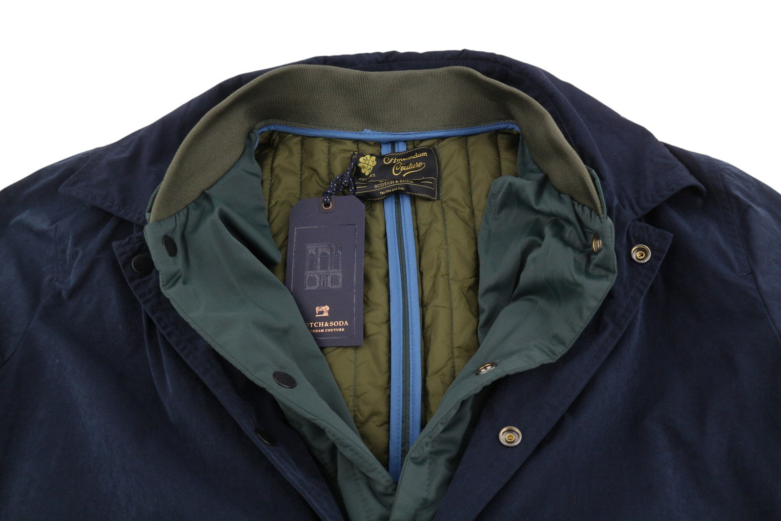 SCOTCH & SODA Men Jacket M Navy Lightweight Mid Length Removable Lining 2in1