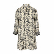 CLAUDIE PIERLOT Rocade Women Dress 36 S Beige Silk Flowing Patterned Long Sleeve