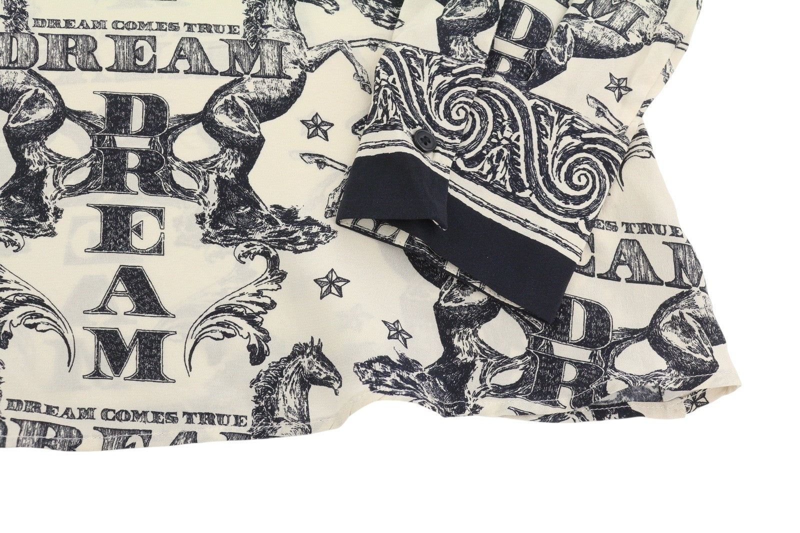 CLAUDIE PIERLOT Rocade Women Dress 36 S Beige Silk Flowing Patterned Long Sleeve