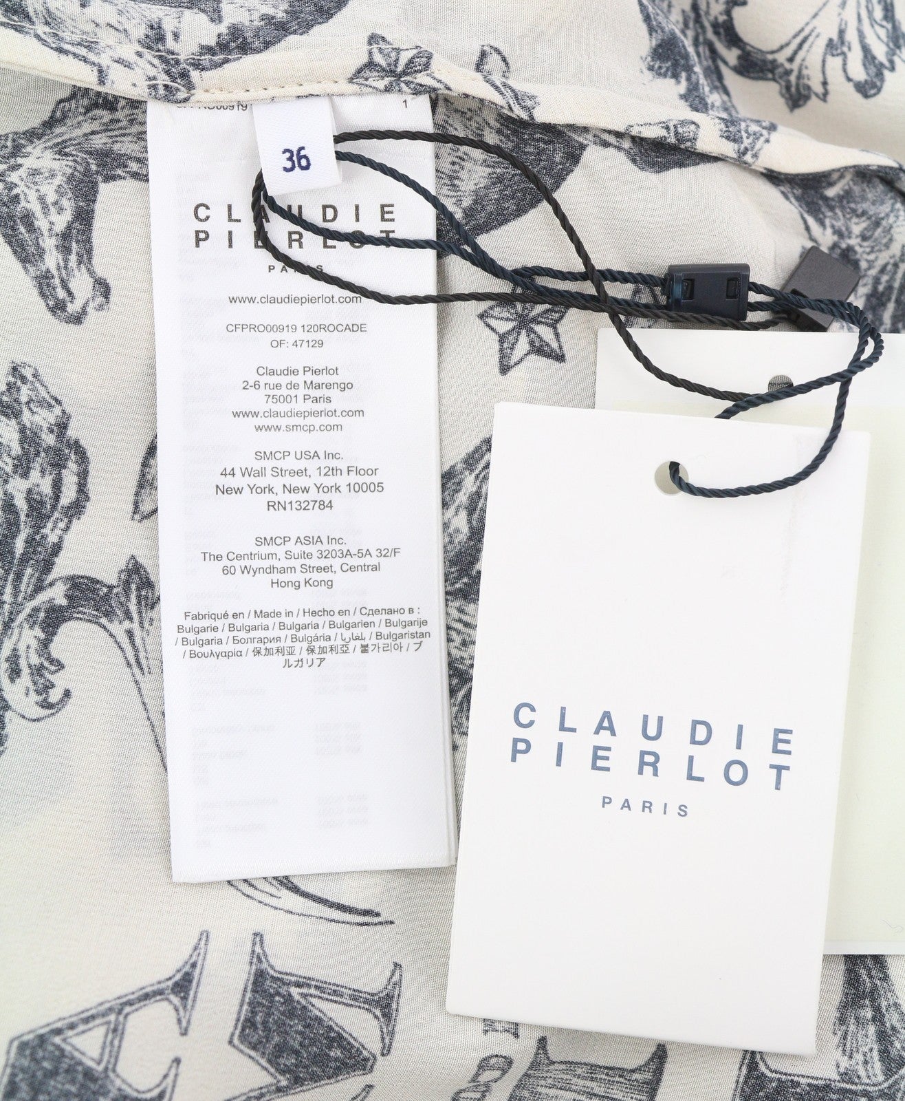 CLAUDIE PIERLOT Rocade Women Dress 36 S Beige Silk Flowing Patterned Long Sleeve