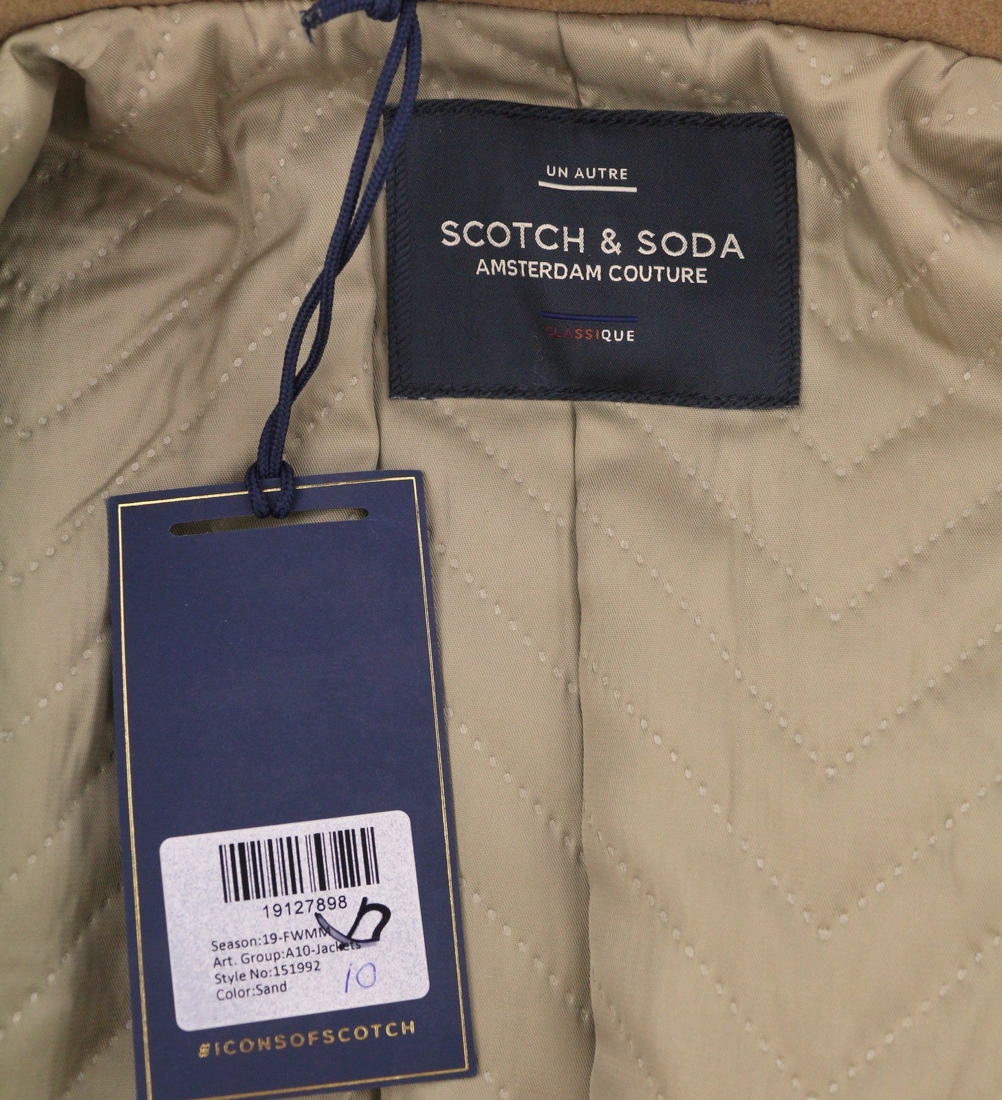 SCOTCH & SODA Men Coat M Brown Double Breasted Peak Lapel Mid-Length