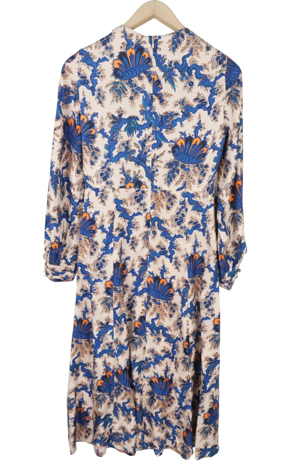 SANDRO Carna Women Dress 36 S Silk All-Over Flower Long Sleeved Midi RRP795