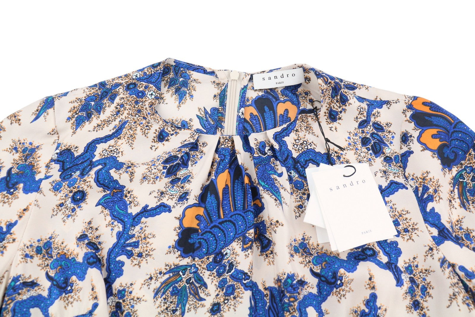 SANDRO Carna Women Dress 36 S Silk All-Over Flower Long Sleeved Midi RRP795