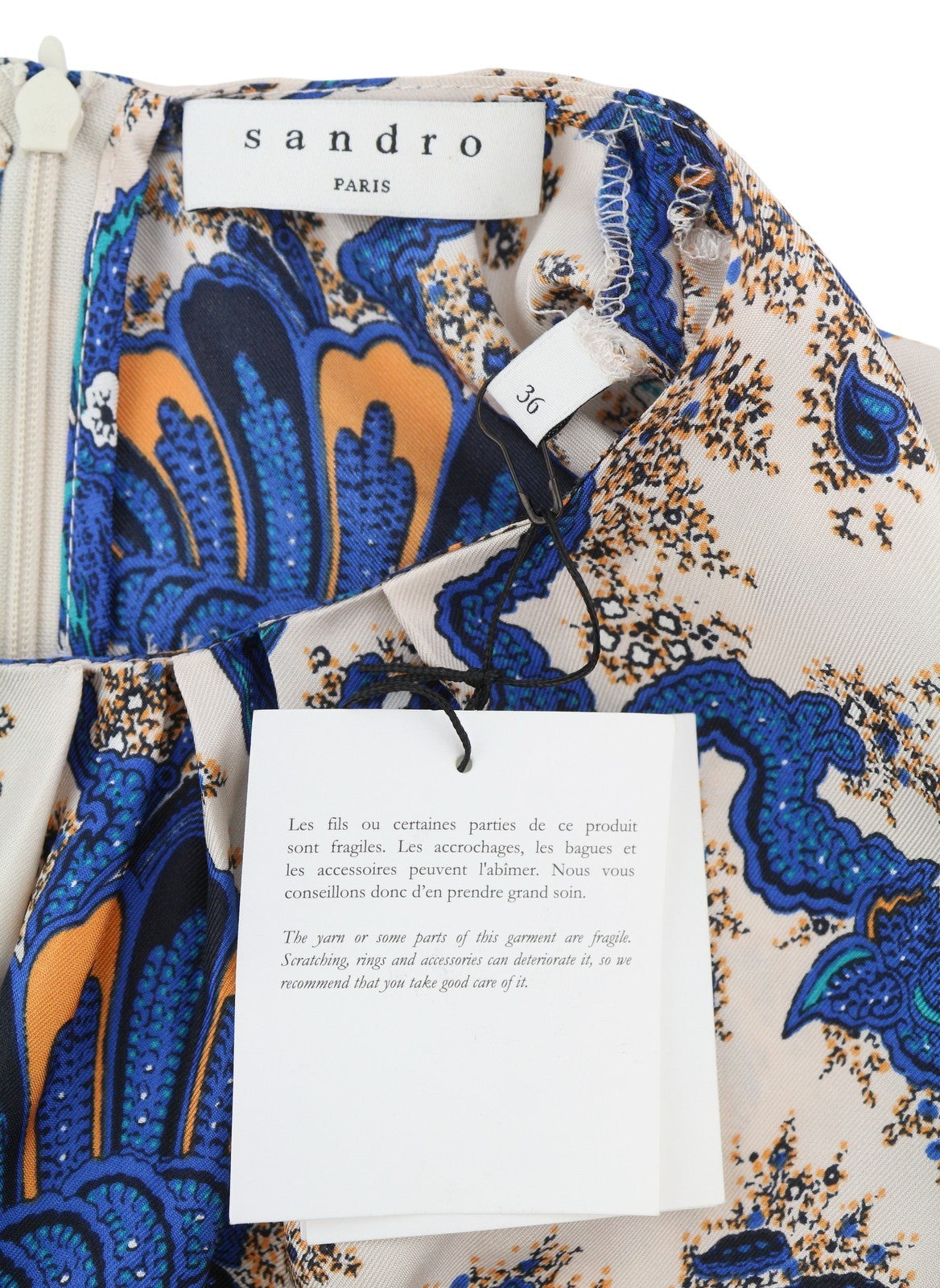 SANDRO Carna Women Dress 36 S Silk All-Over Flower Long Sleeved Midi RRP795